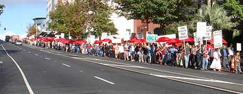 Red Umbrella Leave our Vitamins Alone rally in  Auckland NZ