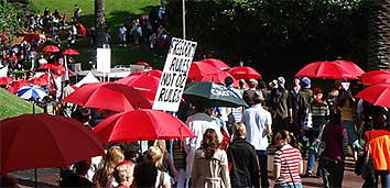 red umbrellas