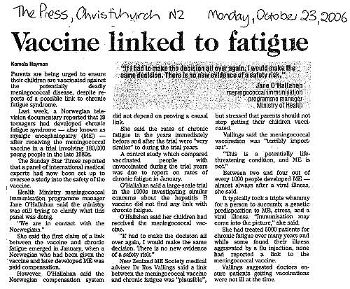 Vaccine linked to fatigue